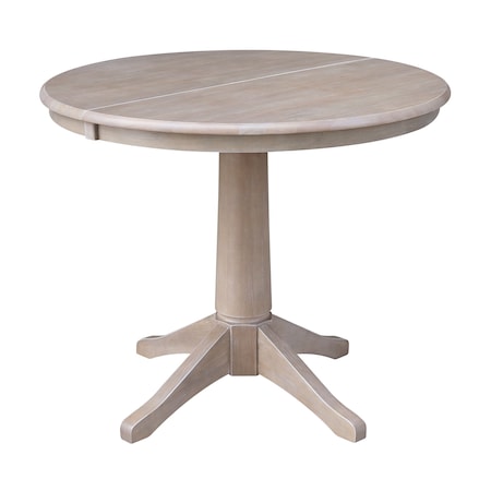 International Concepts Round 36 in Rd Top Pedestal Table, 12 in Leaf, 28.9 inH, Dining Ht, Washed Gray Taupe, 36 in W, 48 in L K09-36RXT-27B